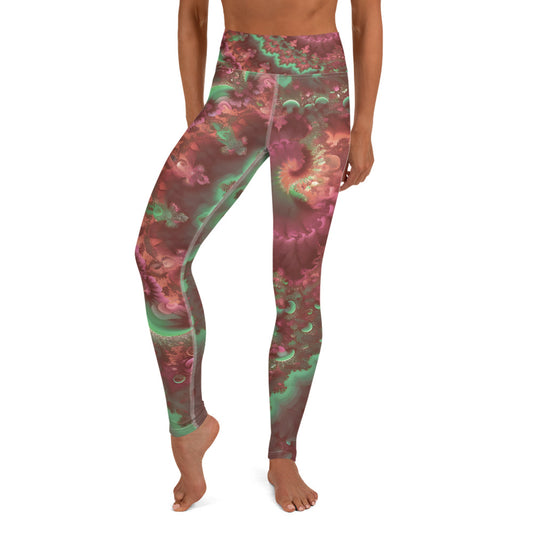 Yoga Leggings - Mandelbrot Fractal Pink