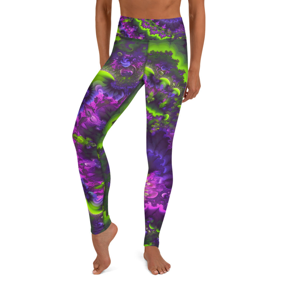 Yoga Leggings - Mandelbrot Fractal Purple