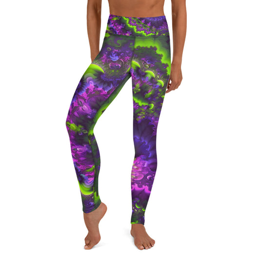 Yoga Leggings - Mandelbrot Fractal Purple