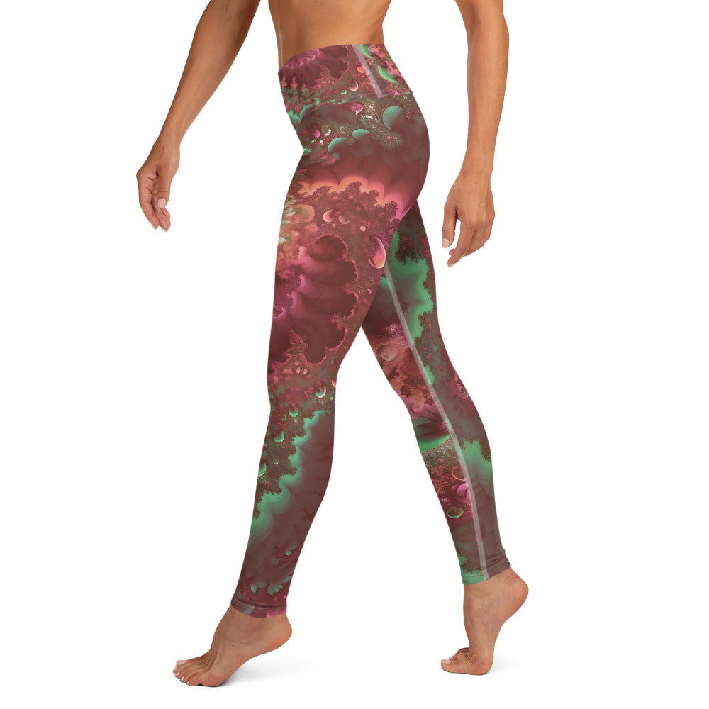 Yoga Leggings - Mandelbrot Fractal Pink