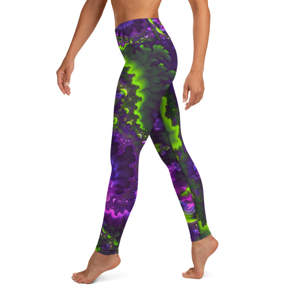 Yoga Leggings - Mandelbrot Fractal Purple