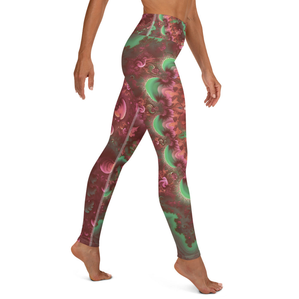 Yoga Leggings - Mandelbrot Fractal Pink