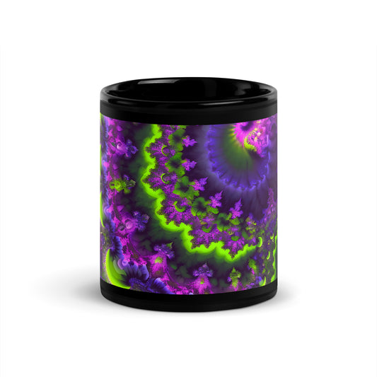 Black Glossy Mug - Mandelbrot Fractal Purple