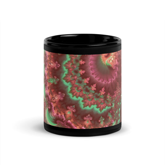 Black Glossy Mug - Mandelbrot Fractal Pink