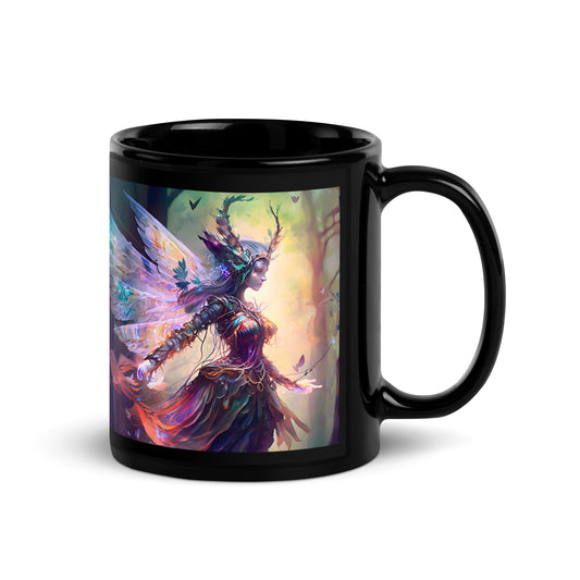 Black Glossy Mug - Medieval Fairy