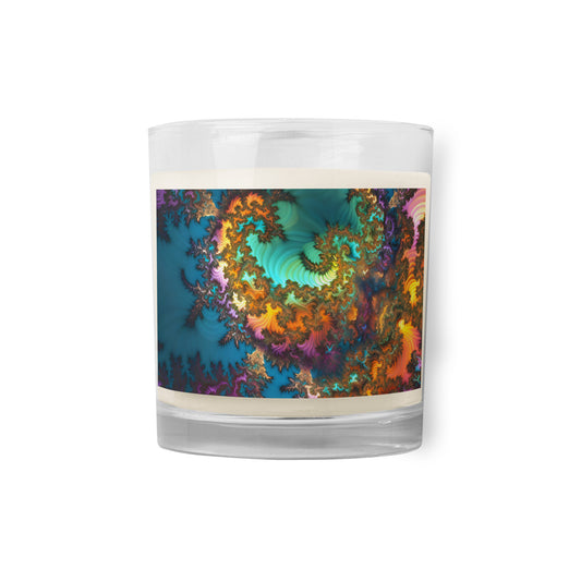 Glass jar soy wax candle - Fractals Turquoise