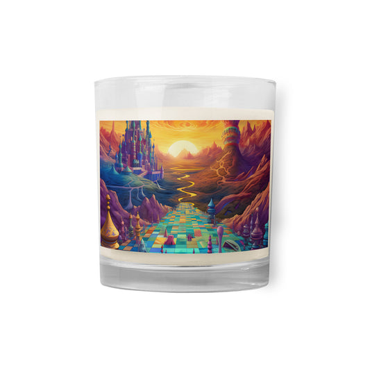 Glass jar soy wax candle - Psychedelic Chess