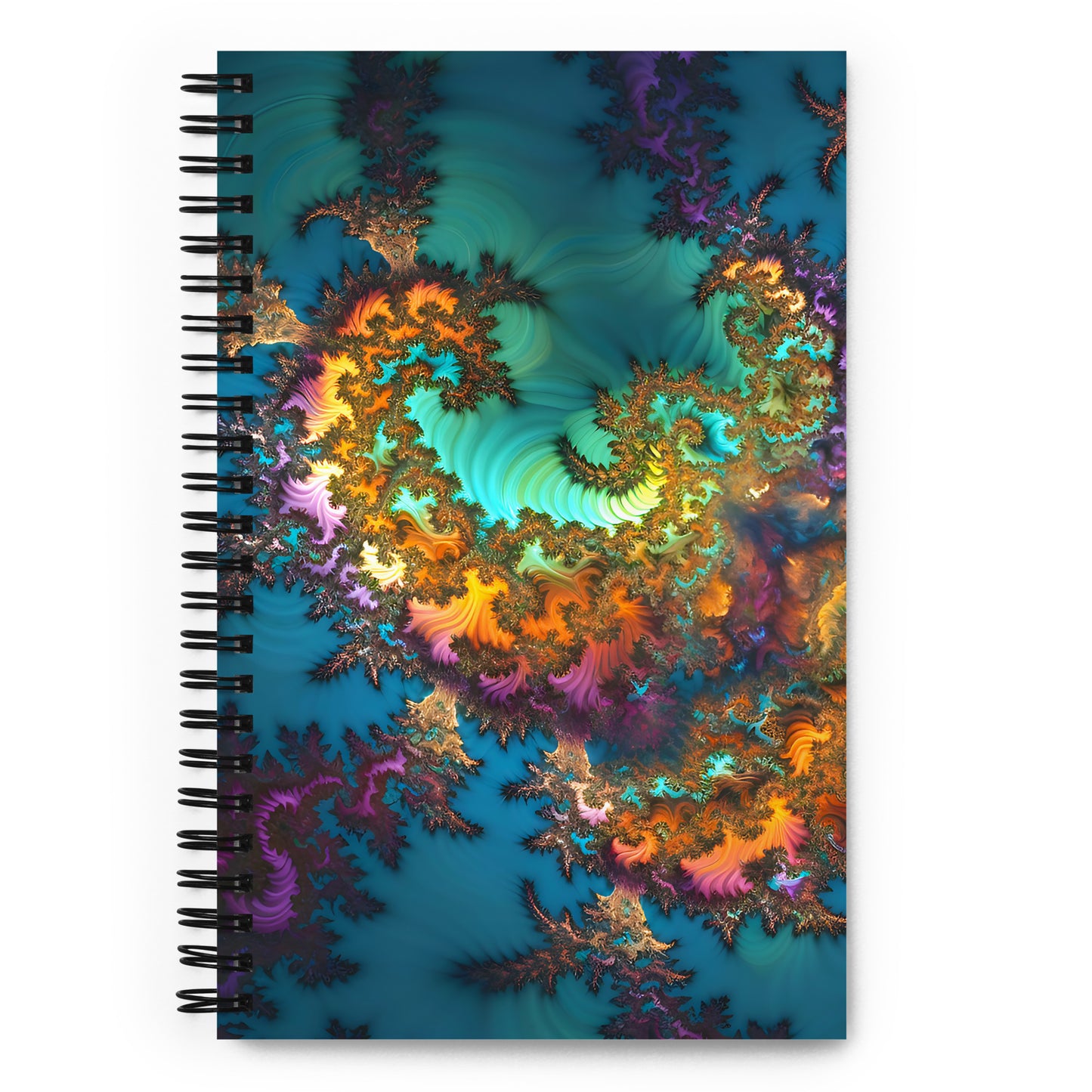 Spiral Notebook - Fractals Turquoise