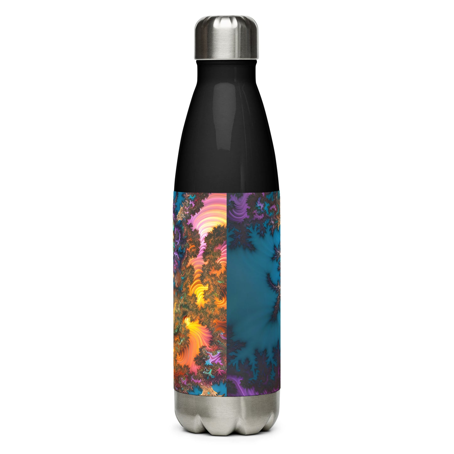 Stainless steel water bottle - Fractals Turquoise