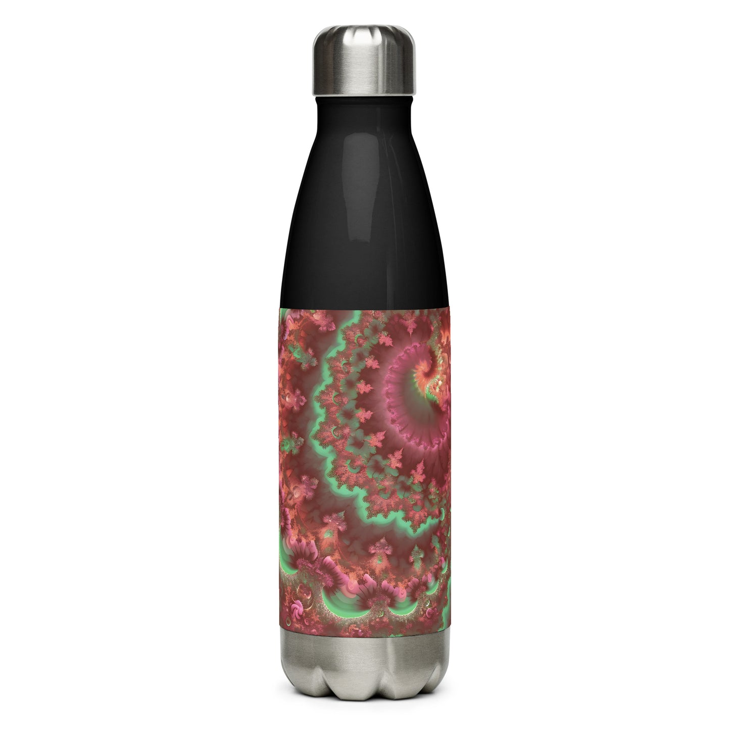Stainless steel water bottle - Mandelbrot Fractal Pink