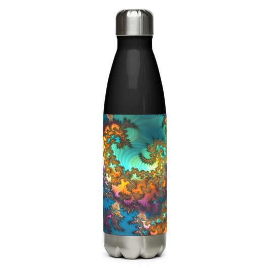 Stainless steel water bottle - Fractals Turquoise
