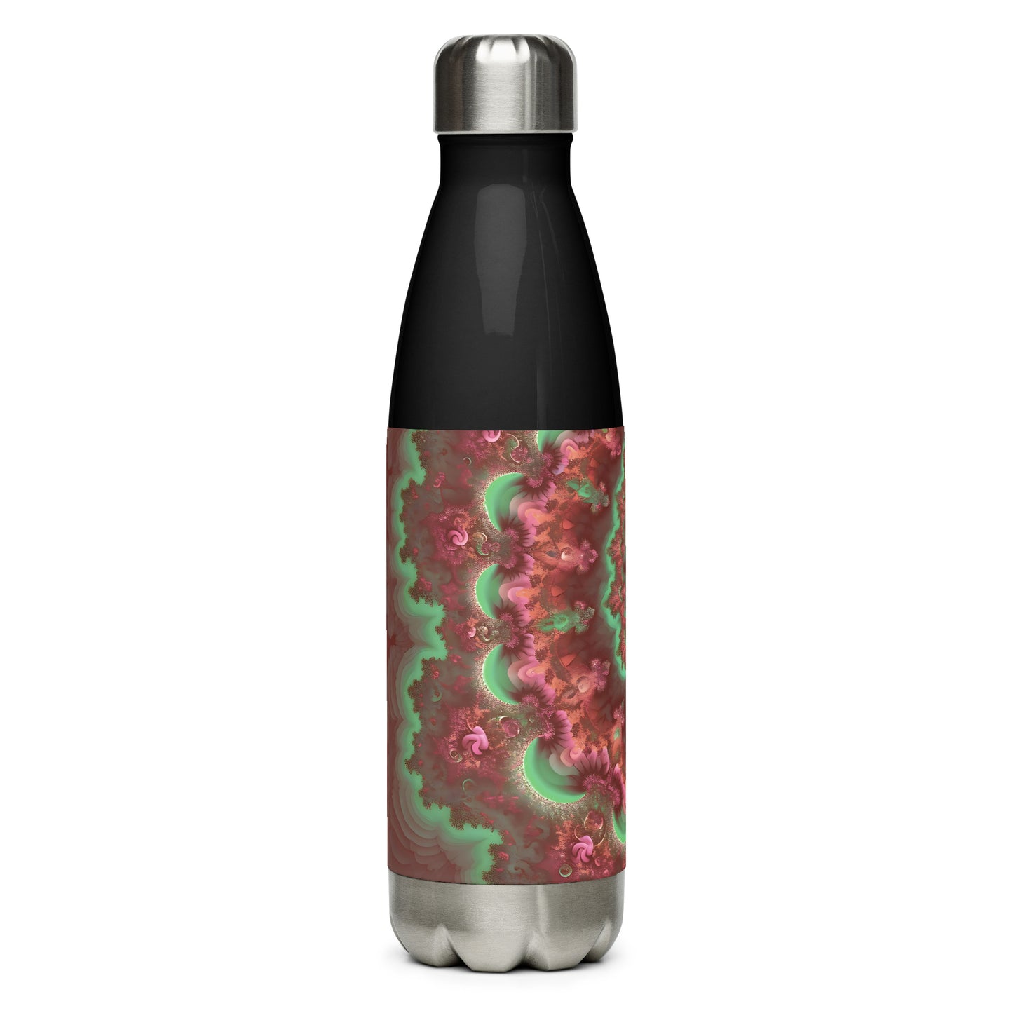 Stainless steel water bottle - Mandelbrot Fractal Pink