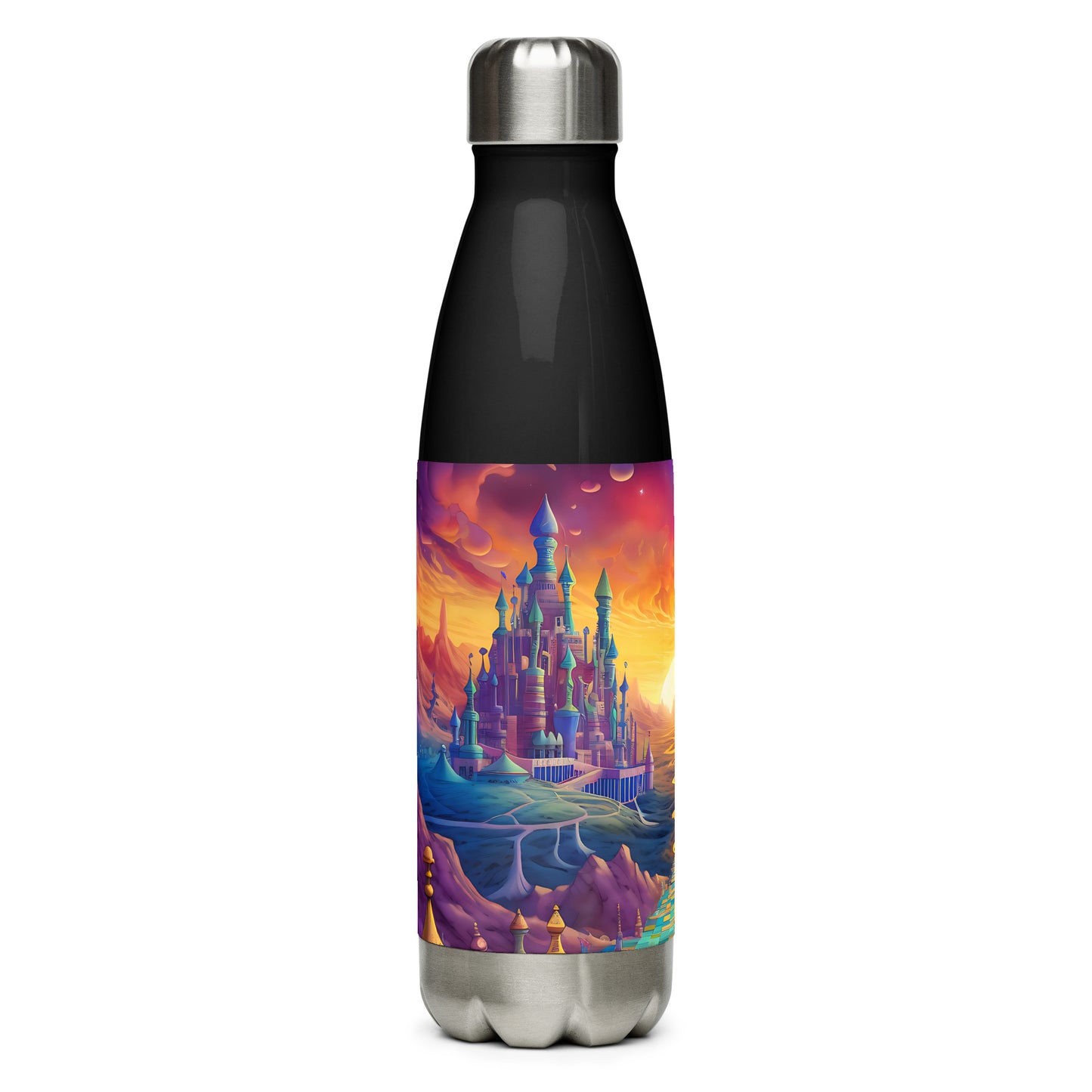 Stainless steel water bottle - Psychedelic Sky Chess