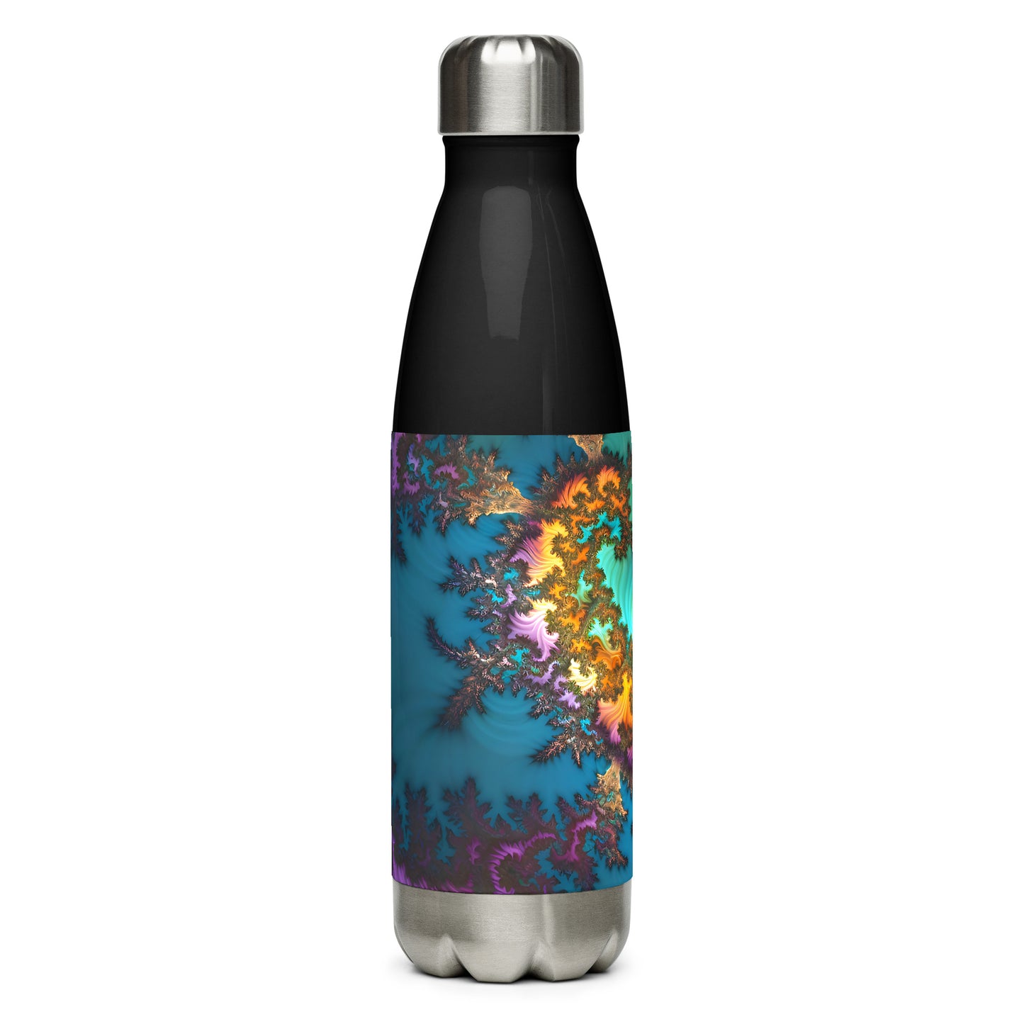 Stainless steel water bottle - Fractals Turquoise