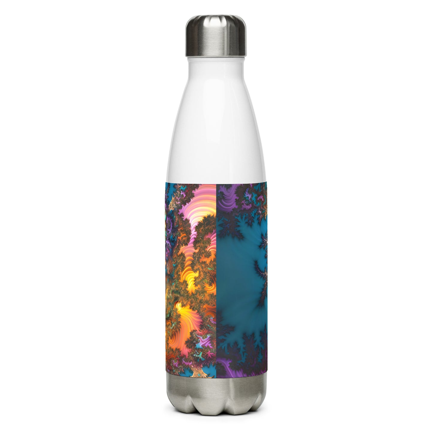 Stainless steel water bottle - Fractals Turquoise