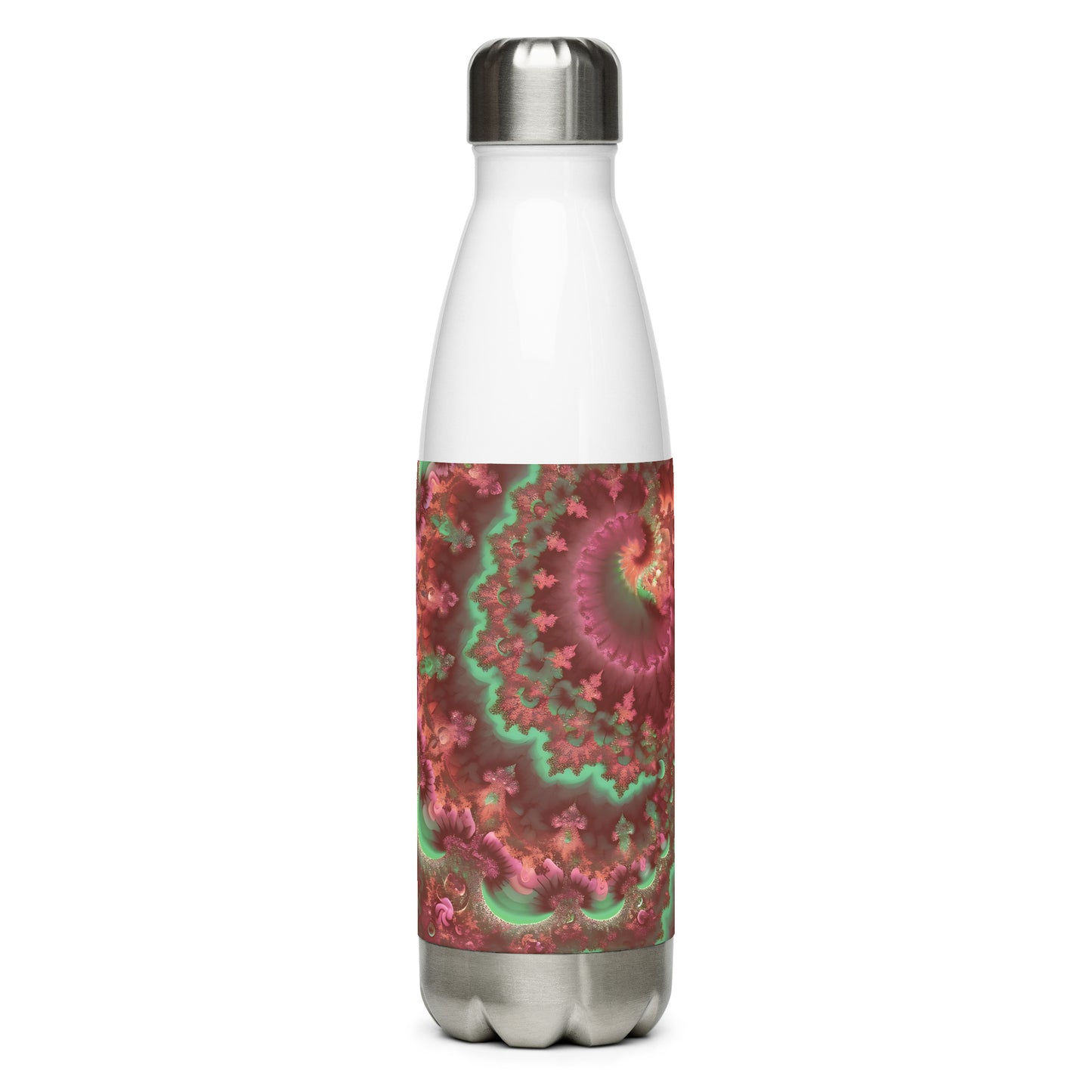 Stainless steel water bottle - Mandelbrot Fractal Pink