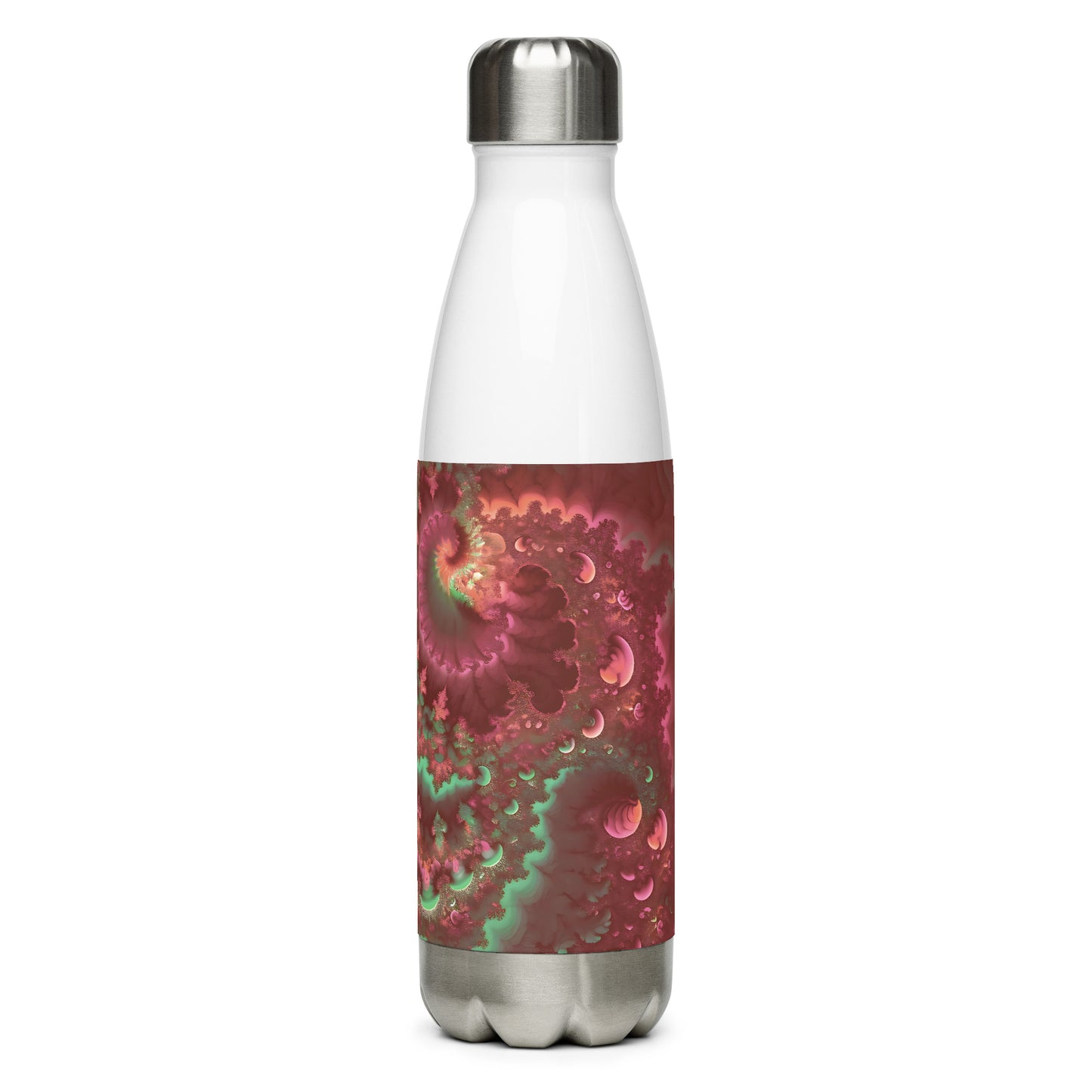 Stainless steel water bottle - Mandelbrot Fractal Pink