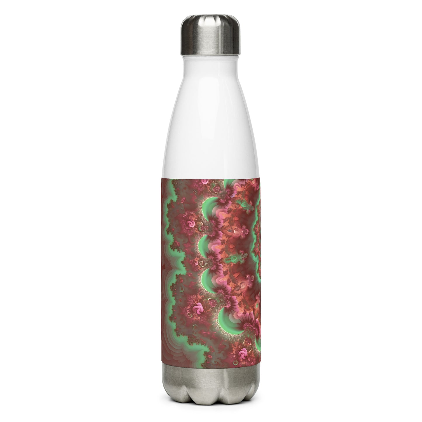 Stainless steel water bottle - Mandelbrot Fractal Pink