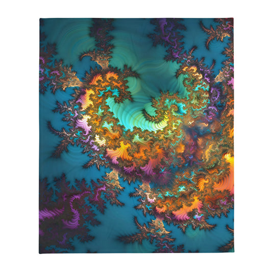 Throw Blanket - Fractals Turquoise