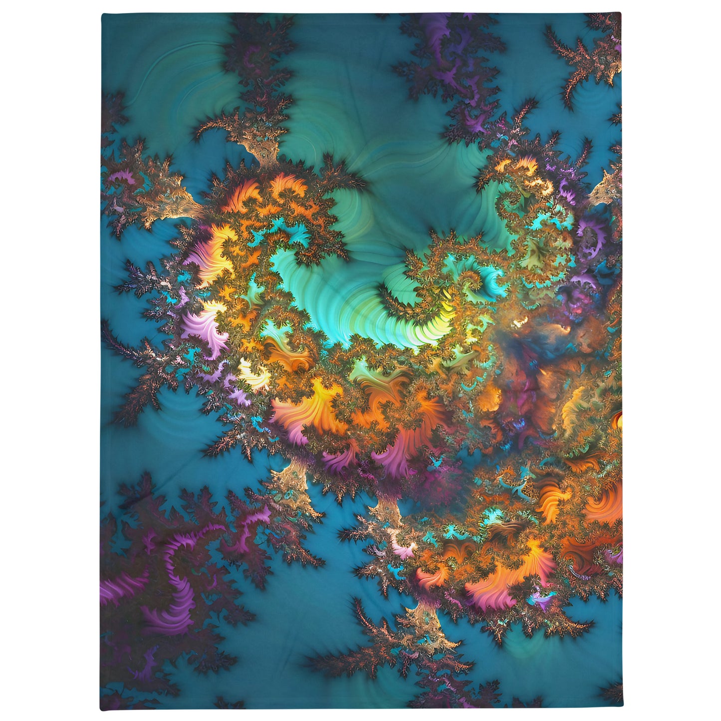 Throw Blanket - Fractals Turquoise