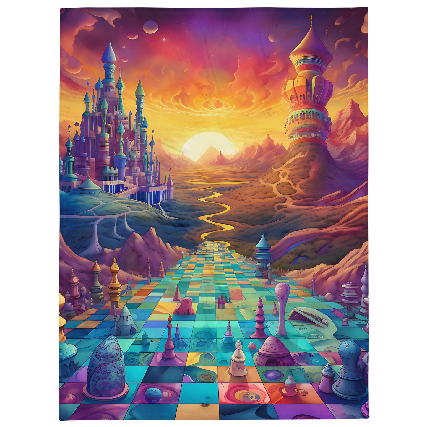 Throw Blanket - Psychedelic Chess